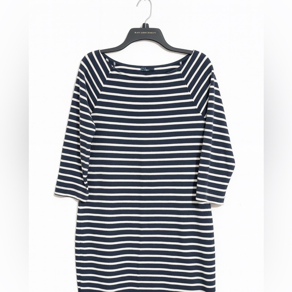 GAP Navy & White Striped Cotton Dress Women’s Medium Classic, Below Knee - Picture 1 of 3